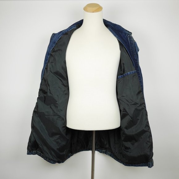 Vtg HUGO BOSS Men's L - Blue jean denim coat heavy lined warm jacket Boss Jeans - Picture 2 of 10
